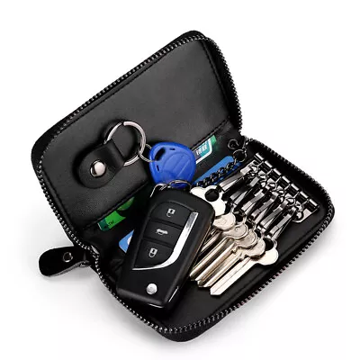 Unisex Useful Zipper Wallet Men Key Holder Pouch Purse Key Organizer Leather Bag • $10.05