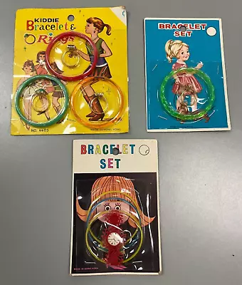 $25.99 • Buy Vintage Girls Bracelet Set Ring Jewelry 1960s VTG Hong Kong Rare Plastic Kids