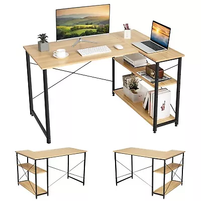 $139.90 • Buy L Shape Corner Computer Desk Home Office Laptop Table Workstation Storage Shelf