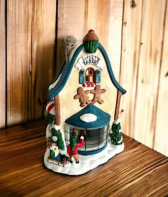 Porcelain Window House/Shop Christmas Holiday Sweet's Bakery Tested & Works VTG • $16.97