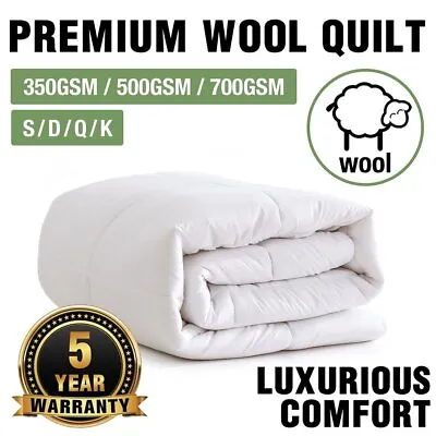 MACHINE WASHABLE 350/500/700gsm Wool Quilt Duvet Doona Blanket Summer Winter New • $75.99
