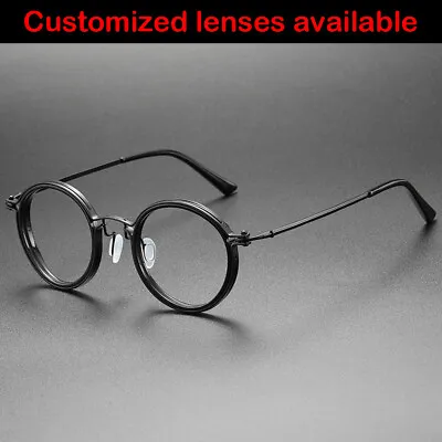 51mm  Women Men Titanium Eyeglass Frames Retro Round Exchange Lens A • $40.49