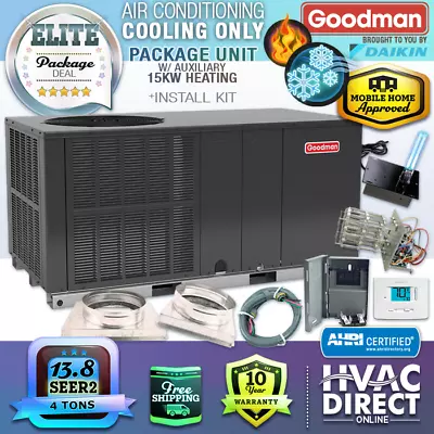 4 Ton 13.4 SEER2 Goodman Air Conditioner Package Unit AC System + Install Kit • $3471.30