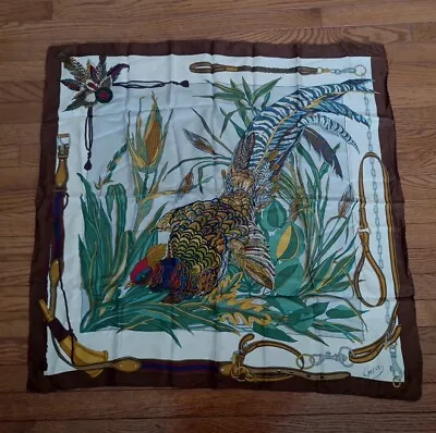  Authentic Gucci  Peacock Silk Scarf 33”x 33  Never Used  REF 804 • $99.99