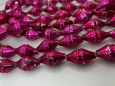 Vtg Fushia Pink Glass Bead Mercury Garland 90” Strand Christmas Tree • $22.50