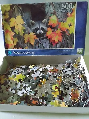 2013 Puzzlebug 500 Piece Jigsaw Puzzle Raccoon In A Tree 18.25  X 11             • $8.99