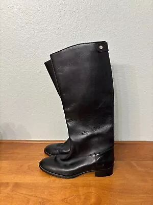 J CREW Field Boots Women 8 Leather Black Shoes Tall  Riding Equestrian 02960 • $59.88