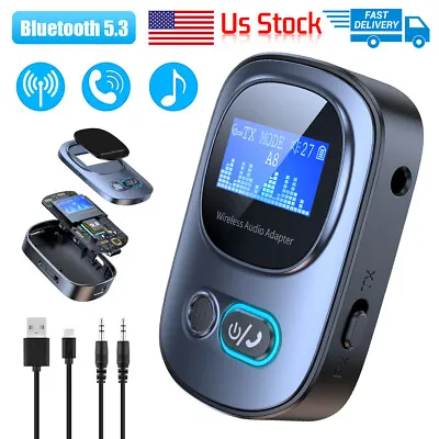 Portable Bluetooth 5.3 USB Wireless Transmitter Receiver Audio Adapter 3.5mm Aux • $13.99