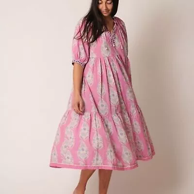 Matta NY Katia Dal Dress Lilia S Pink Paisley NWT Cotton Midi Pockets • $269