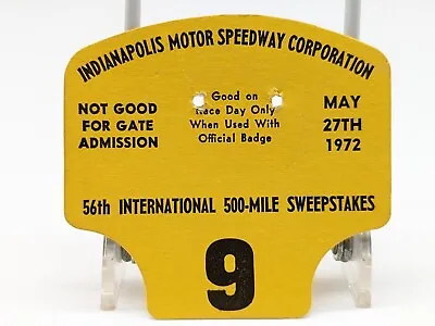 $15.60 • Buy Vintage 1972 Indianapolis 500 Pit Badge Backup Card No 9 Card Only Press Media