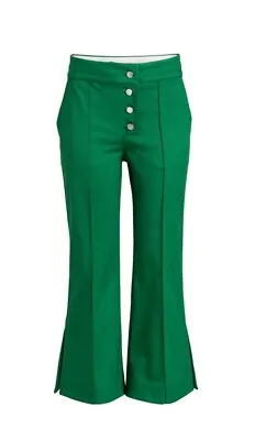 H&m Studio Womens Green Cropped Bootcut Pants Trousers. Size Uk 8 Us 4. New! • £45