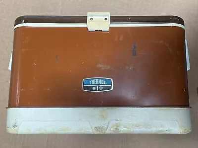 Thermos Ice Chest Vintage Cooler Rare Brown Tan USA Made 1970s Camping Tailgate • $28