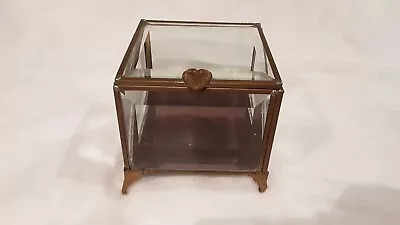 Vintage Trinket Box.Beveled Glass.Heart Clousure. • $15