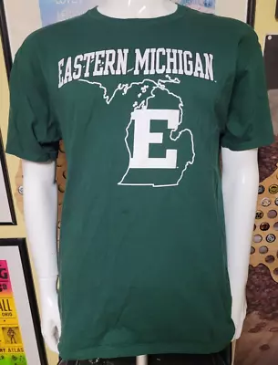 Eastern Michigan University EMU Eagles Map T Shirt Large Ypsilanti MI Russell • $12.99