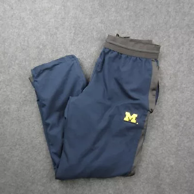 Nike Michigan Wolverines Track Pants Mens Medium Blue Windbreaker Lined *READ • $19.95