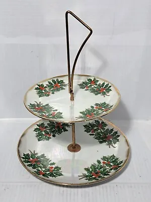 VTG Holiday Two Tier Cookie Dessert Tray Japan • $18.99
