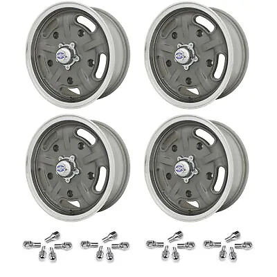 Set Of 4 15  X 5-1/2  Vw Bug 5 Lug Gun Metal Grey Empi Corsa Wheels & Lug Bolts • $969.95