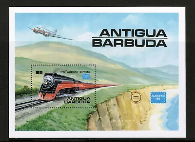 Antigua Barbuda 1986 Trains Railway Ameripex 86 M/S MNH UMM SG MS885 • $1.37