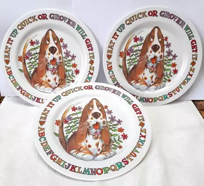 Vintage Oneida Grover The Hound Dog & ABC S Melamine Deluxe Ware 3 Plates #3119 • $15