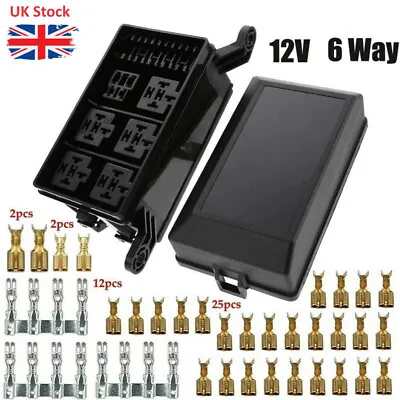 Fuse Relay Box 6 Relay Holder 12V Fuse Box 6 Way Fuse Holder Fuse Block Car Boat • £9.59