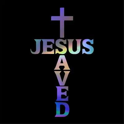 2Pcs Jesus Saved Christian Cross Sticker Art Decal Window Laptop Car Vinyl • £4.26