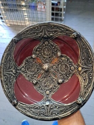 £29 • Buy Moroccan Pottery Dish Inlaid With Metal And Turquoise Stone-Authentic...