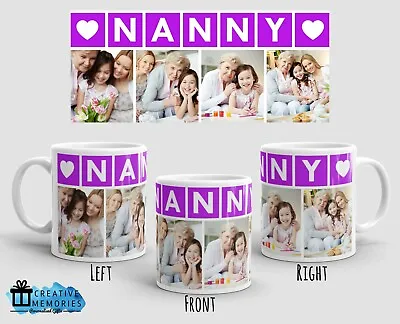 Personalised Photo Mug - Nanny Mug - Mothers Day Mug Christmas Mug Gift Purple • £9.49