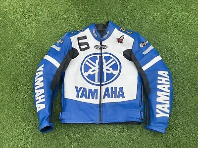 *YAMAHA RACING #6 BLUE/WHITE LEATHER JACKET* Size Medium • £69.99