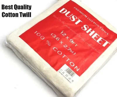 Cotton Twill Dust Sheets Various Sizes DIY Builder Decorating Cover Painters • £9.85