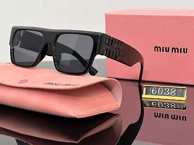 Miu Miu Sunglasses Black Dark Gray Lens Women Square Sunglasses 6038 • £86.78