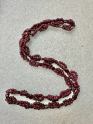 Garnet Bead Vintage Bohemian Red Woven Necklace  • $25.50