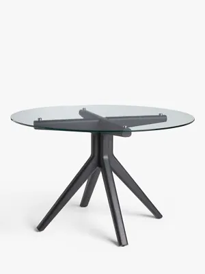 John Lewis Poise 6 Seater Round Glass Dining Table Clear/Black RRP£599 9318/3 • £375