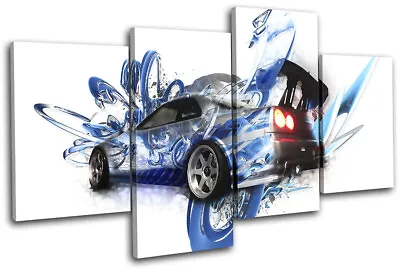 Skyline Fast Abstract Furious Cars MULTI CANVAS WALL ART Picture Print • £31.99