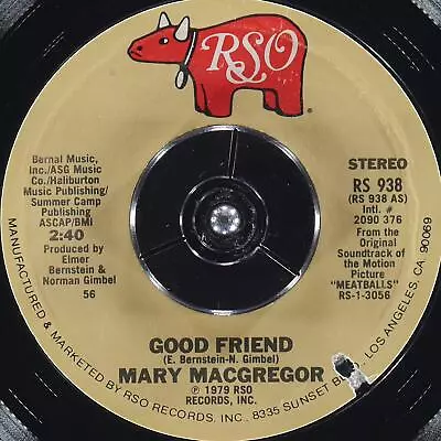 MARY MACGREGOR Good Friend RSO RS 938 VG+ 45rpm 7  1979 Pop • $5