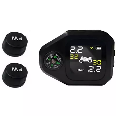 USB TPMS Motorcycle Tire Pressure External Sensors Monitoring System W/Compass • $32.30