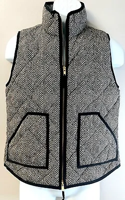 J. Crew Womens Small Puffer Vest Full Zip Herringbone  Design Gorpcore  • $22.99