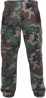 Woodland Camouflage Military Rip-Stop Vintage Vietnam Fatigue Pants • $51.99