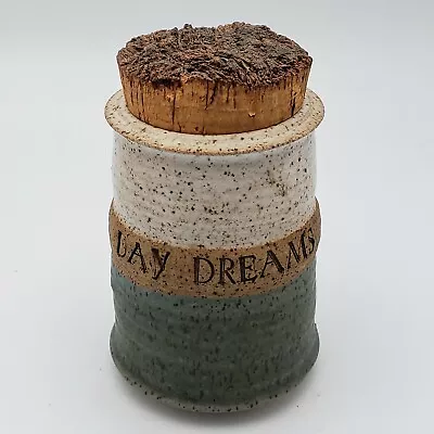 Lemon Tree Pottery Studio Handmade Day Dreams Jar Cork 5in 10oz Vintage Signed • $22.98