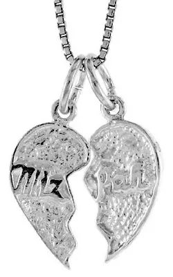 Solid Sterling Silver Mizpah Broken Heart Wings Charm Double Pendant No Chain • $19.99