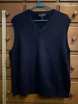 Brooks Brothers Lambswool Sweater Vest Mens Medium Navy Blue Scottish (m1) • $45