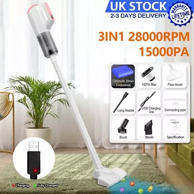 3 IN 1 Cordless Vacuum Cleaner Hoover Upright Lightweight Handheld Bagless Vac • £19.98