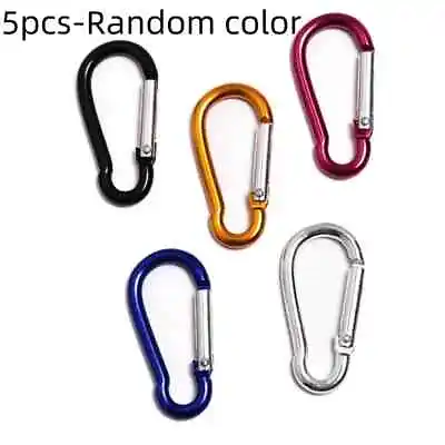 Assorted Set Of 5 Small Spring Clip Carabiner D-Ring Hooks For Hiking Camping. • £2.49