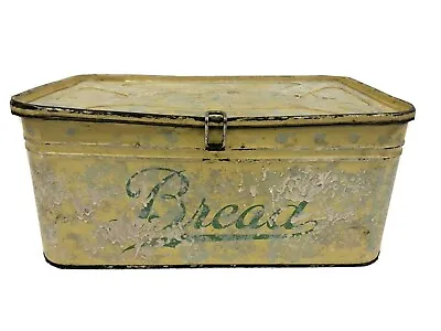$24.99 • Buy Vintage YELLOW TIN BREAD BOX Country Kitchen Farm Decor Metal Container Canister
