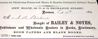 1869 Bailey & Noyes Agents For Chickering Pianos Mason & Hamlin Cabinet Organs • $24.99