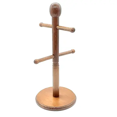 Wooden Coffee Tea Cup Holder Mug Stand Jewelry Tree Storage Removable Dowels • $10.99