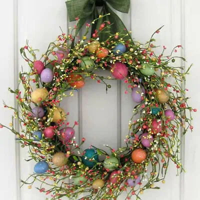 Large Easter Wreath Garland W/ Easter Eggs Spring Door Wall Easter Decoration' • £22.43