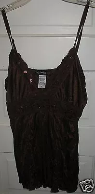 VINTAGE Volume One Brand Brown Velvet Sequin Lined Tank Top Size Medium • $24.99