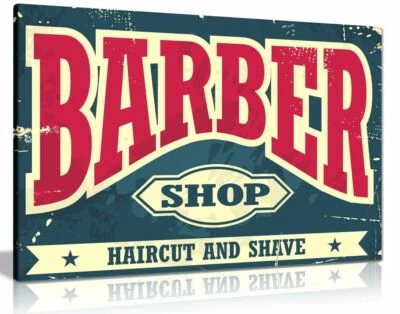 £34.99 • Buy Barber Shop Decor Sign Haircut & Shave Canvas Wall Art Picture Print