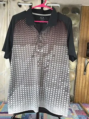 Oakley Ohydrolix Regular Fit Mens L Polo Short Sleeve Shirt Black/Grey  Golf • $19.99