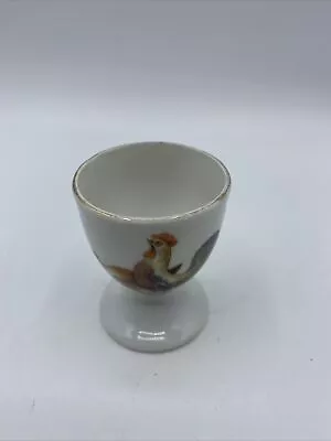 Crowing Rooster Egg Cup Hen Victoria Austria Ceramic 2.5  White Vintage  • $12.99